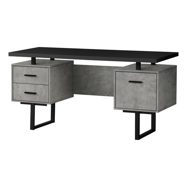 Monarch Specialties Computer Desk, Home Office, Laptop, Left, Right Set-up, Storage Drawers, 60"L, Work, Metal, Grey I 7632